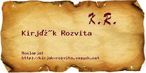Kirják Rozvita névjegykártya